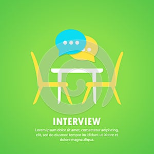 Interview icon. People sitting at the table simple line icon. Business meeting symbol. Vector on isolated white background. EPS 10