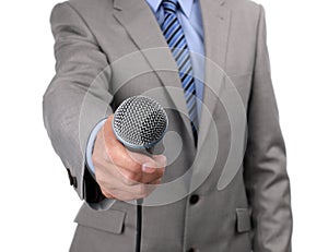 Interview with microphone photo