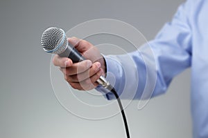 Interview with microphone