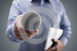 Interview with microphone photo