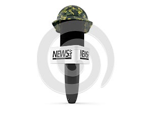 Interview microphone with military helmet