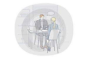 Interview, office job seeker concept