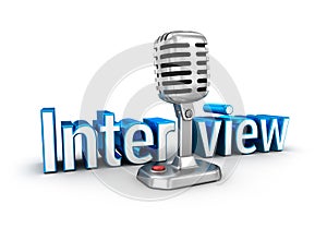 Interview text and microphone