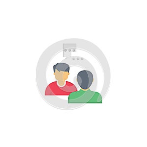 Interview vector flat colour icon