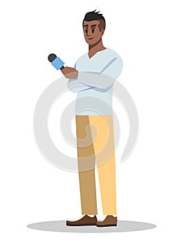 Interviewer semi flat RGB color vector illustration