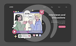 Interviews and Discussions concept. Flat vector illustration.