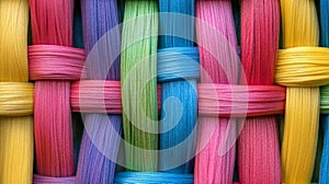 Interwoven Colorful Threads Forming a Lattice Pattern