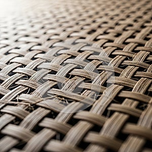 Interwoven natural fibers form a lattice pattern creating a textured grid