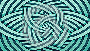 Interwoven teal lines creating a circular abstract pattern