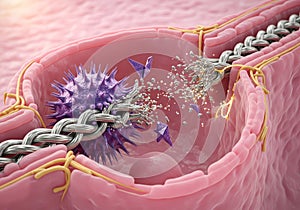TcdB Toxin Cleaving Actin in Intestinal Epithelial Cell