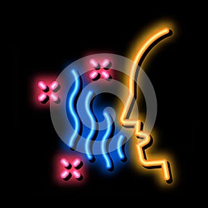 intestinal infection transmitted by airborne droplets neon glow icon illustration