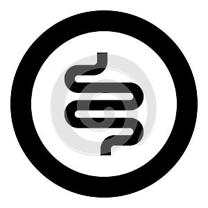 Intestine or bowels icon black color in circle round