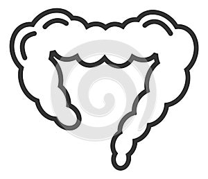 Intestine icon. Bowel symbol. Gut sign. Colon in line style