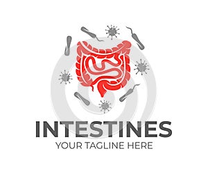 Intestines and bacteria, logo design. Health, medicine, hygiene and healthcare, vector design