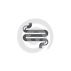 Intestines icon, color, line, outline vector sign, linear style pictogram isolated on white. Symbol, logo illustration