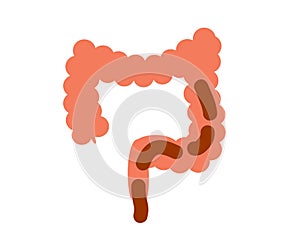 Intestines on a white background. Cartoon. Vector