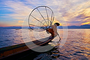 Burmese fisherman, Inle Lake, Myanmar