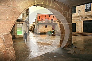Intimacy aspect of the narrow streets and arches in Pontevedra, Spain