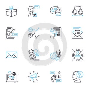 Intimate bond linear icons set. Love, Trust, Connection, Affection, Closeness, Commitment, Devotion line vector and