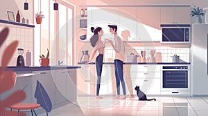 Intimate Moment in Modern Kitchen