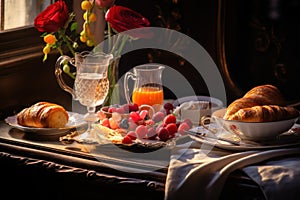 Intimate Romantic breakfast. Generate Ai