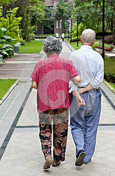 An intimate senior couple