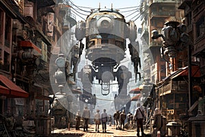 Intimidating Giant city robot. Generate Ai