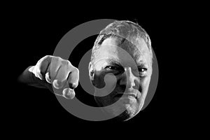 Intimidating man making a fist.