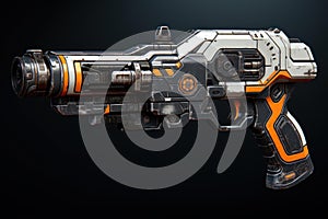 Intimidating Neon pistol gun. Generate Ai
