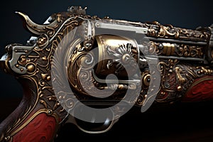 Intimidating Pirate gun closeup. Generate Ai