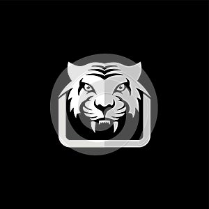 intimidating tiger front view theme logo template