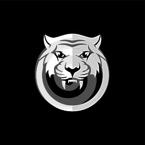intimidating tiger front view theme logo template