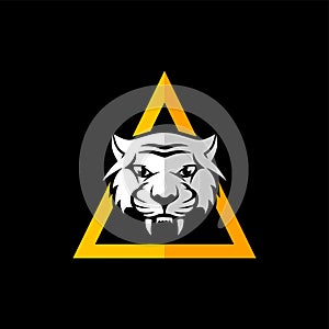 intimidating tiger front view theme logo template