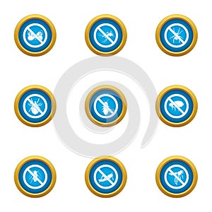 Intoxicate icons set, flat style