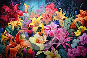 Intoxicating Paradise garden flowers beauty. Generate Ai