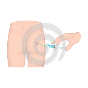 Intramuscular injection into the buttock with a syringe. Medicine single icon in cartoon style vector symbol stock