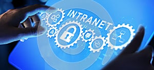 Intranet Corporate communication network Business technology networking concept photo