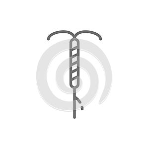 Intrauterine device, contraceptive, hormonal spiral, IUD line icon.