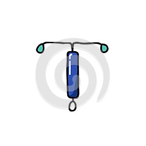 Intrauterine device doodle icon, vector illustration