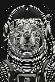 Intrepid Canine Astronaut in Space Suit Against Starry Sky photo