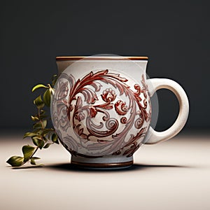 Intricate 3d Modeling Coffee Mug With Vine Design