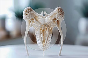 Intricate 3D Printed Bone Structure Model Displayed on Neutral Background for Educational or Medical Use