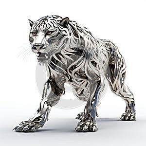 Intricate 3d Tiger Sculpture: A Unique Blend Of Steel And Elegance