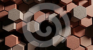 Abstract 3D Hexagon Pattern Background with Concrete Texture