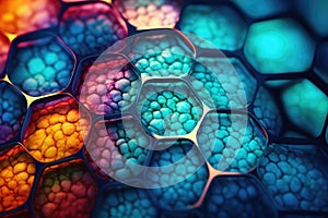 Intricate abstract design showcasing vibrant hexagonal patterns and textures