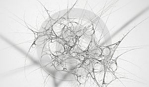 Intricate abstract network of thin lines and shadows creating a delicate web like structure