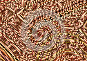 Pattern featuring geometric shapes such as triangles, squares, and