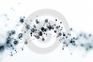 Abstract molecular network structure on a clean white background, showcasing intricate data visualization.