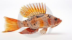 Intricate Airbrushed Anabas Fish On White Background