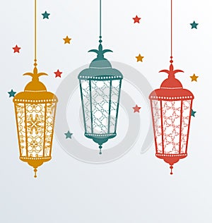 Intricate Arabic lamps for Ramadan Kareem